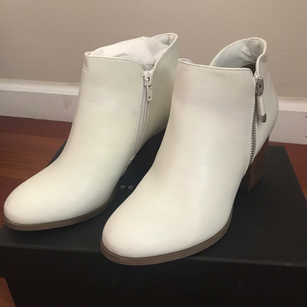 New White Booties With Stack Heel - image 3